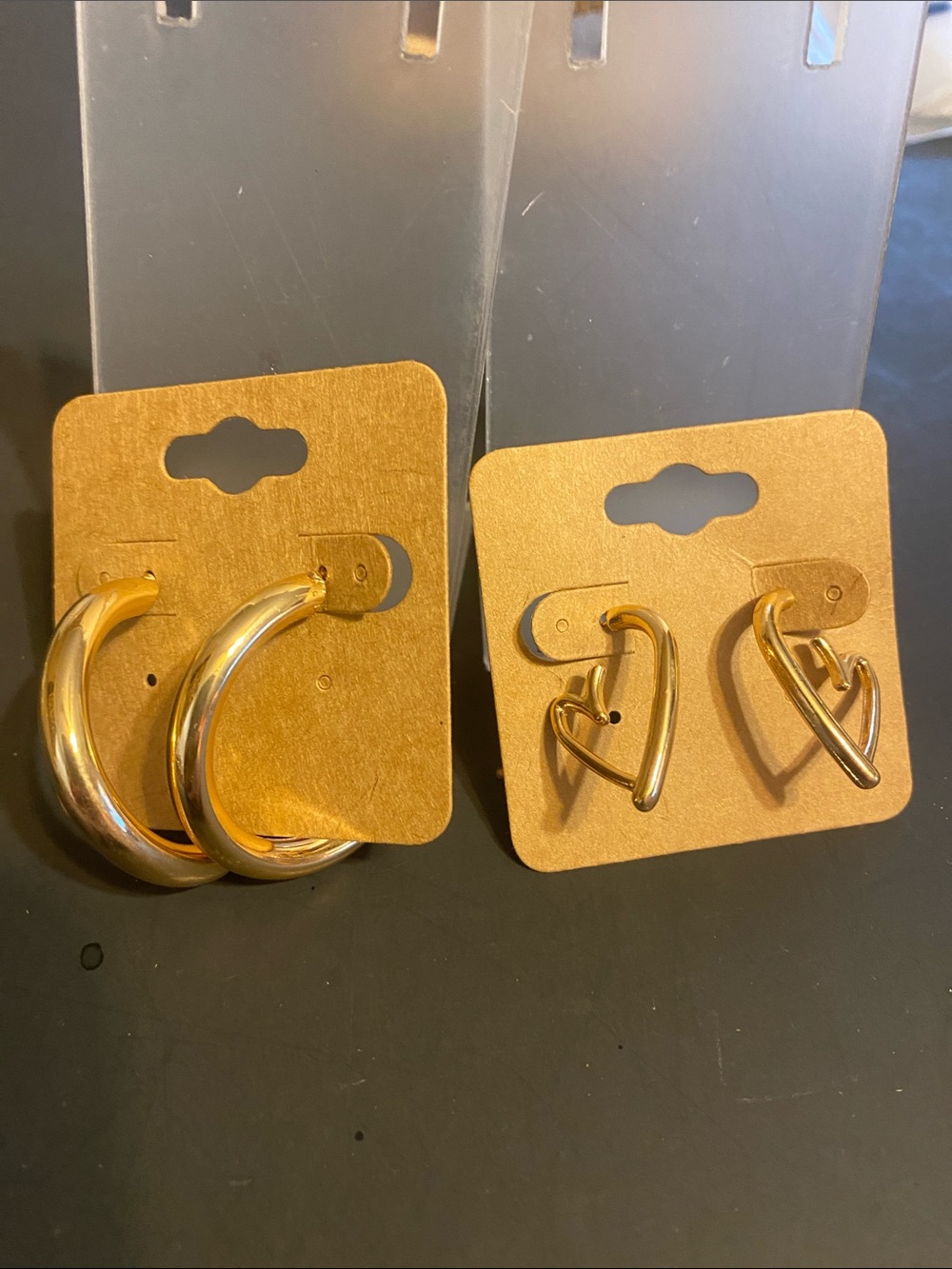 Fashion Jewelry Gold Hoop and Gold Heart Hoop Earring Set